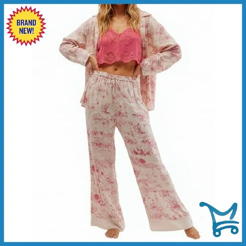 Women's Satin Pajama Set Long Sleeve Wide Leg Pants Loungewear
